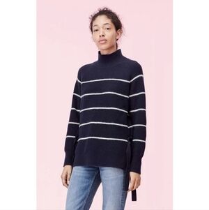 Rebecca taylor navy and white Wool And Alpaca Blend Nautical Coastal sweater